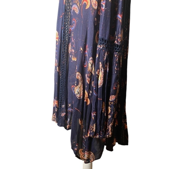 Free People | Just The Two of Us Babydoll Paisley Tunic Top Mini Dress Crochet - Picture 7 of 8